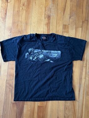 VTG 2000s Harley-Davidson Black Tee with Skeleton Motorcyclist Size M